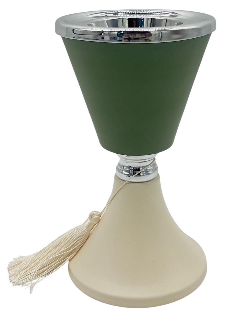 AKDC موقد بخور معدني أكديك 11 سم * 19.5 سم، عاجي/أخضر - Image 1